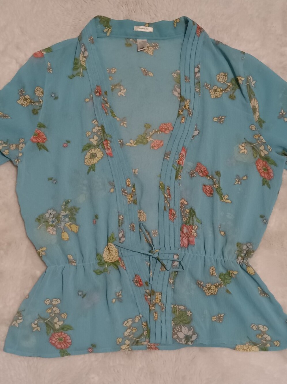 Vintage Old Navy "Perfect Fit" sheer floral blouse/kimono topper Size L